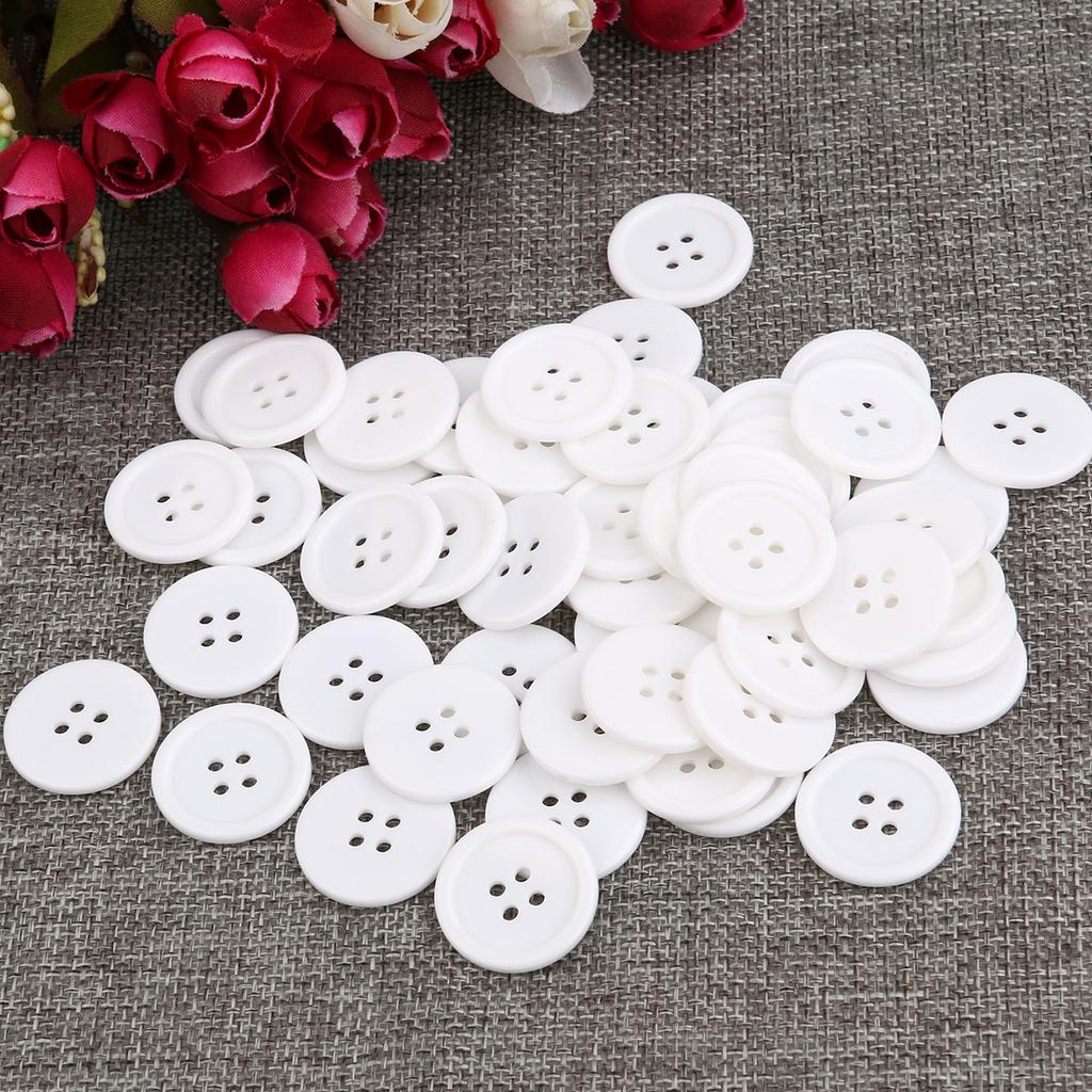 50Pcs 23Mm White Round 4 Hole Resin Buttons Sewing Craft Supplies for Scrapbooking Embellishments Jewelry Making Knitting DIY