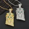 Hip Hop Clover Portrait Pendant Copper Set Zircon Full Diamond Necklace Vintage Necklace
