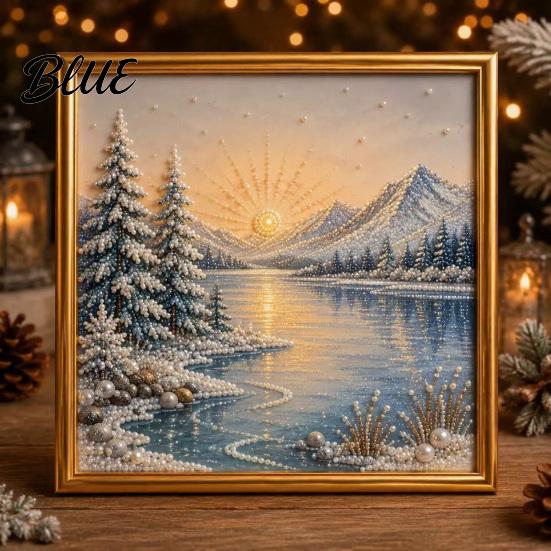Christmas Gem Art DIY Faux Pearl Kit Winter Scene Painting Wall Decoration 3D Sparkling Animal Craft Kit for Adults Holiday Decor Supplies