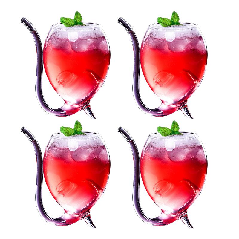 Wine Whiskey Glass Heat Resistant Sucking Juice Milk Drinking Tube Straw Cup Creative Wine Glass High Quality Glass Cup