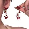 Elegant Red Zircon Butterfly Drop Earrings for Women Temperament Bow Earrings Fashion Girl Jewelry Accessories