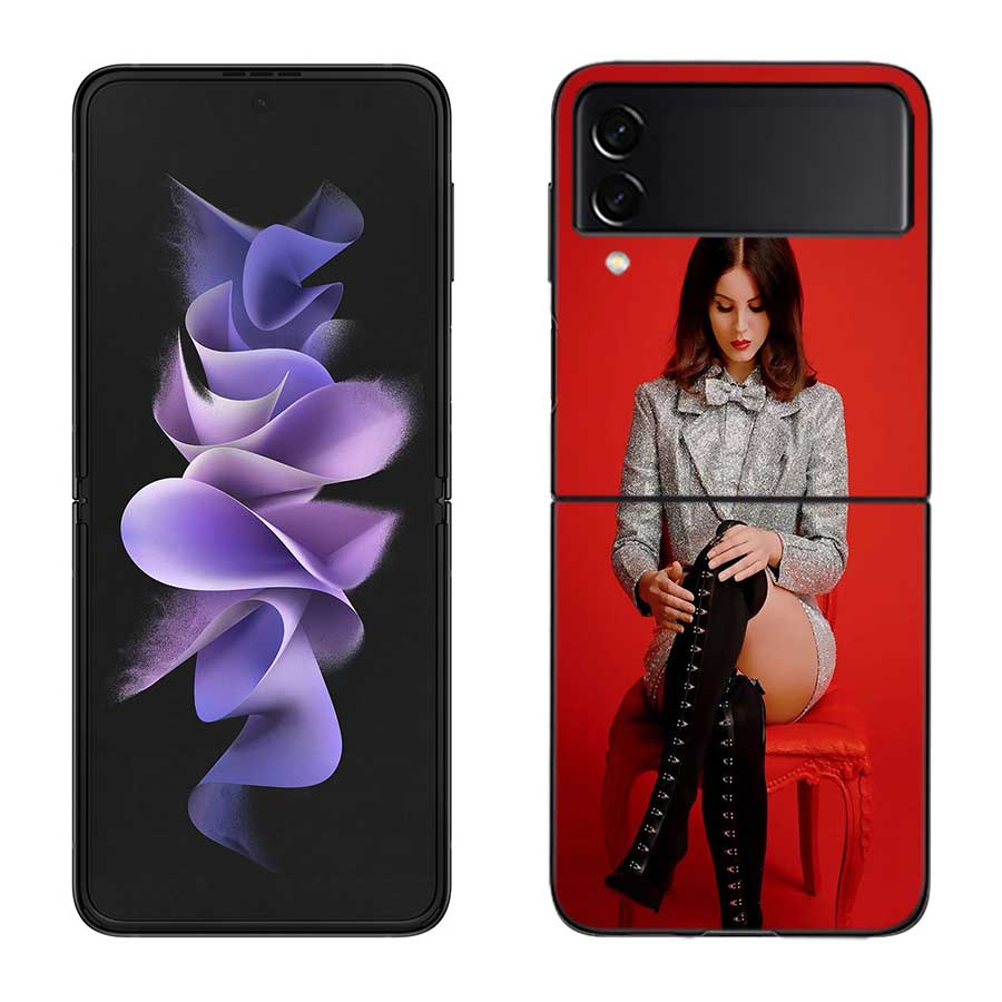 Singer Lana D-Del Rey Phone Case For Samsung Z Flip 7 6 5G Galaxy Z Flip 5 4 3 Black Hard Cell Cover Luxury PC Shell Coque