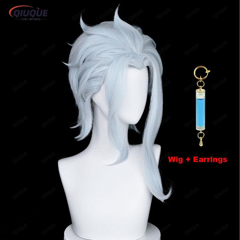 Oyun Etkisi Fatui Cosplay Doktor II Dottore Cosplay Peruk 30cm Kısa Isıya Dayanıklı Saç Parti Anime Perukları + Peruk Bonesi