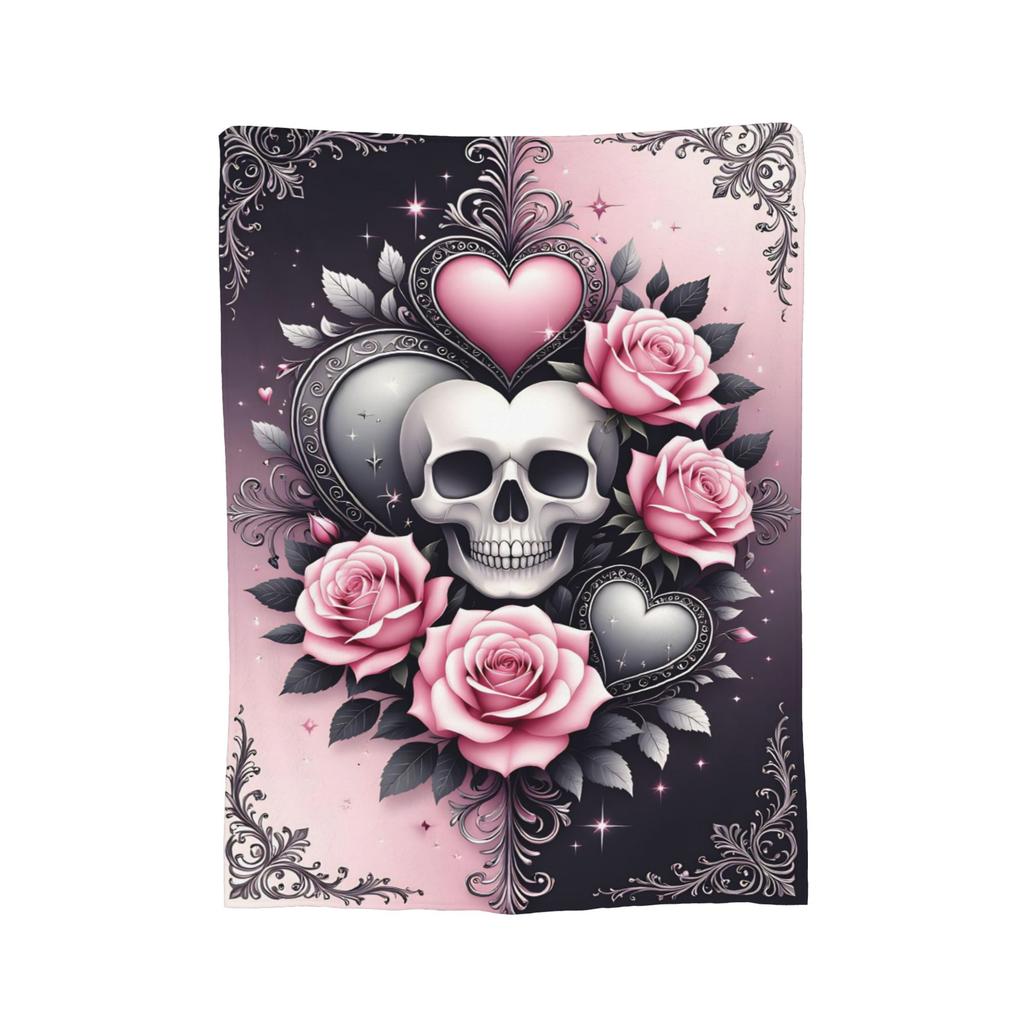 Halloween Gothic Blanket Flannel Romantic Goth Soft Throw Blanket for Car Sofa Couch Bed Rug