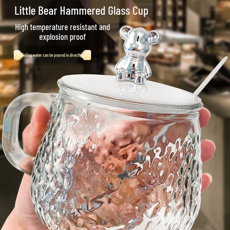 Nový přírůstek: Jednoduchý kreslený skleněný hrnek s medvídkem a uchem - Užijte si dopravu zdarma za 0,01!