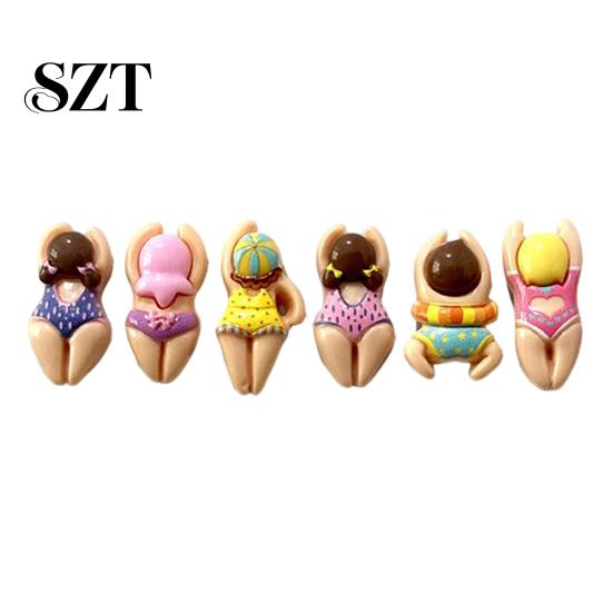 Swimming Athlete Magnet 6/11Pcs 3D Figure Refrigerator Magnet, Cartoon Bikini Women Kitchen Decorative Home Office Whiteboard Locker Fridge
