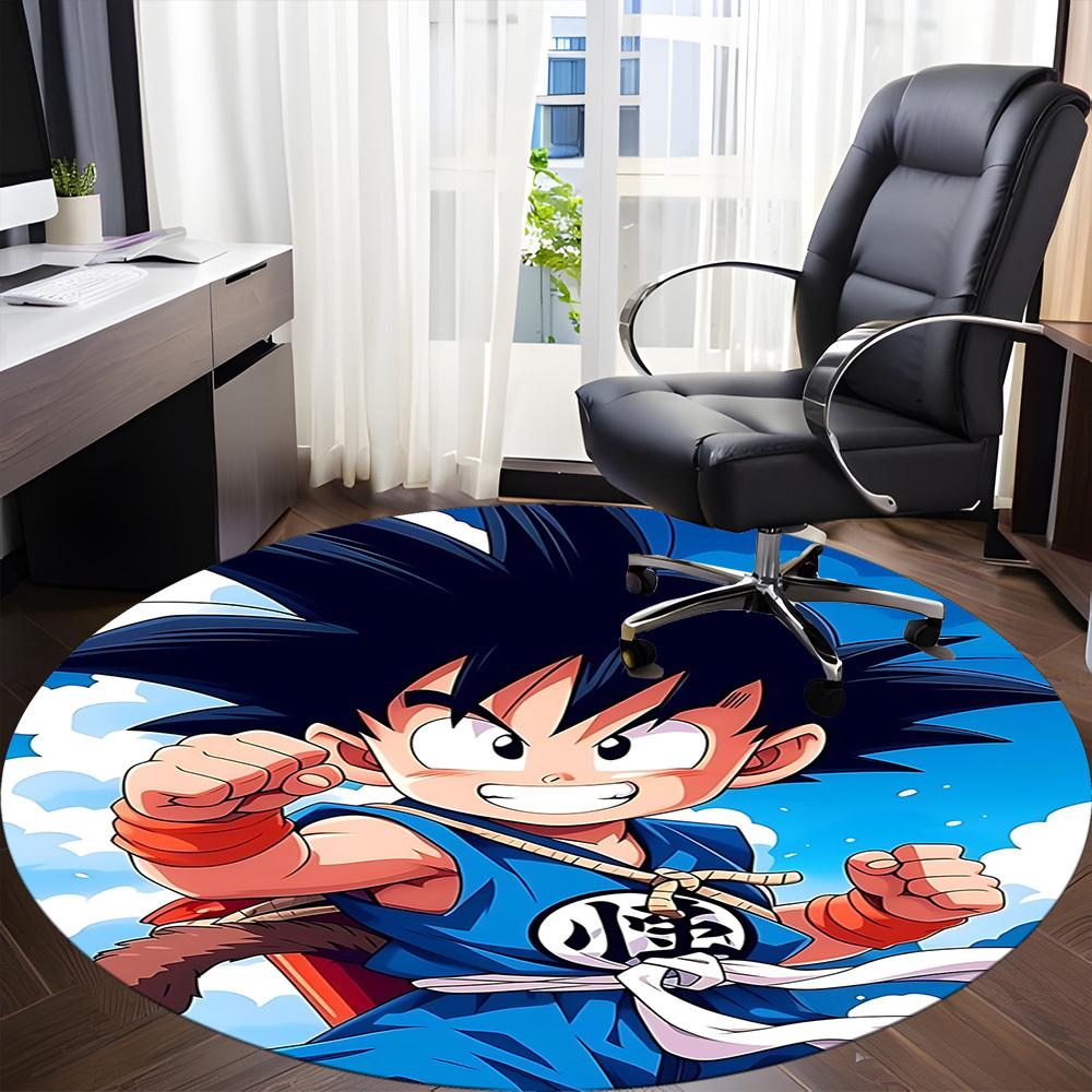 1pc Goku Saiyan Office Round Area Rug, Under Office Chairs Bedroom Living Room Home Decor a1022363