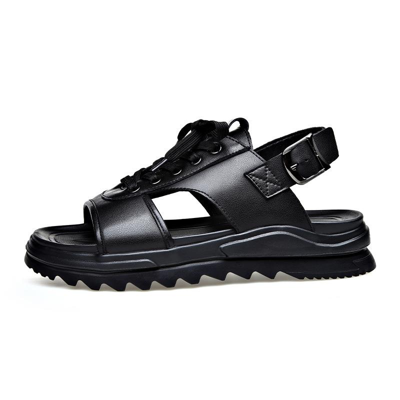 Platform Men's Gladiator Sandals Summer Genuine Leather Shoes Man Slippers Non-slip Bottom Casual Business Shoes for Men Summer