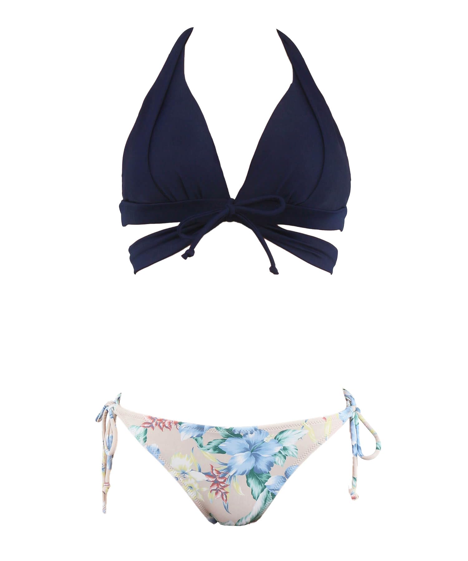

Swimwear Bikini natural but firm Up navy x beige [Sanai Paradise] set, [Natural Bra] Non-wired bikini, 55-53-2-1576, women s,