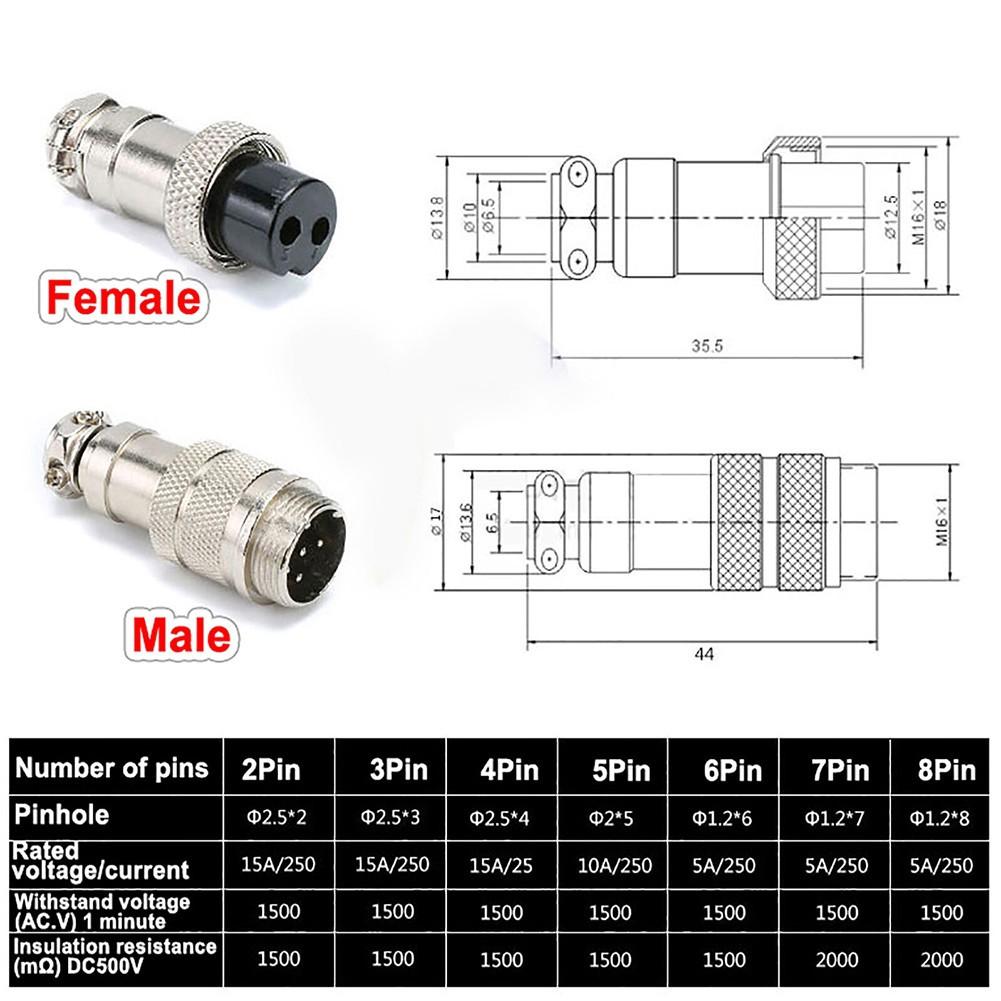 GX16 2Pin/3/4/5/6/7/8Pin Aviation Plug Male & Female Metal Connector Plug Socket