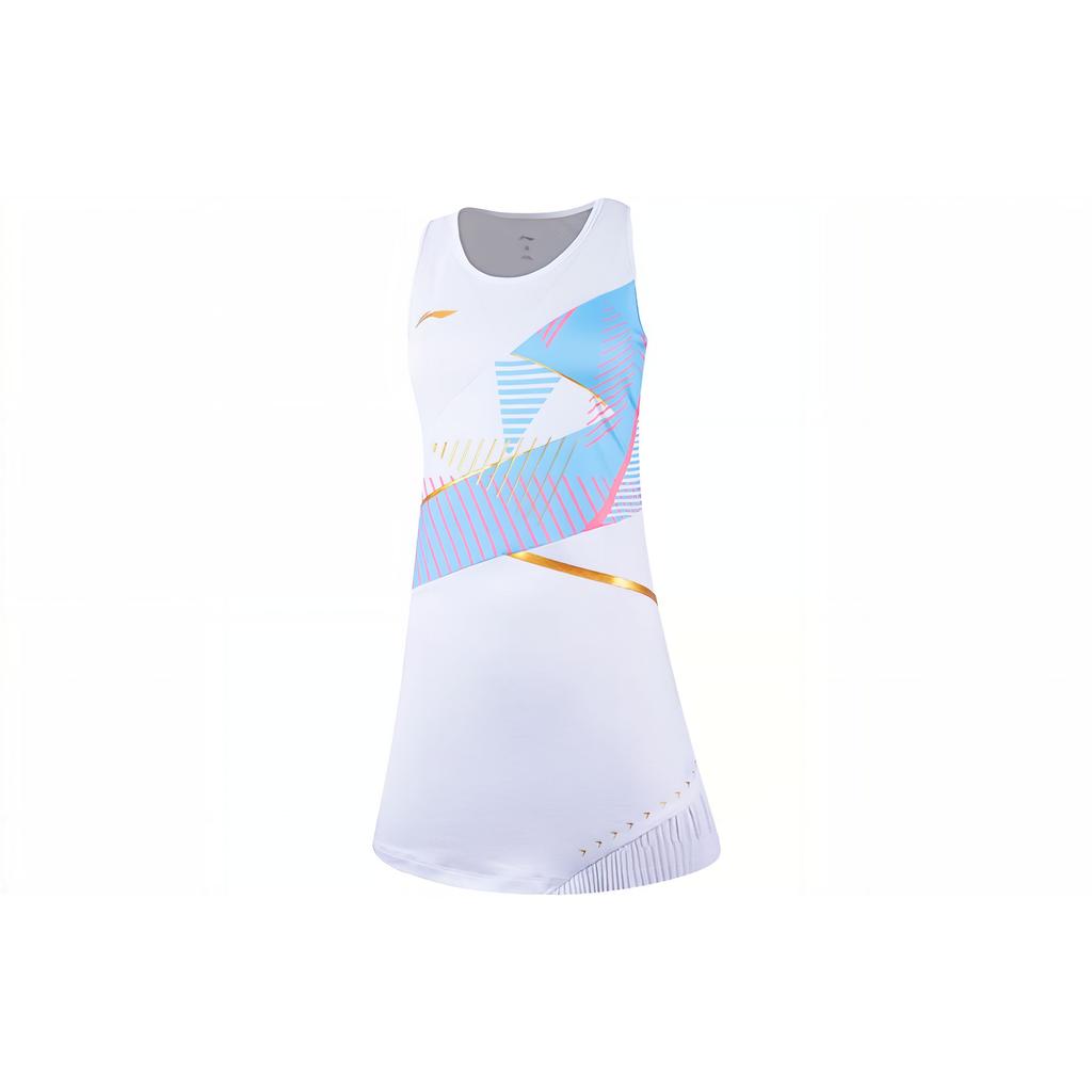 Li Ning International Star Competition Series Quick-Dry Breathable Sleeveless Dress Women dresses White ASKT024-2