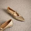 Krazing Pot Sheep Skin Summer Spring Autumn Low Heels Women Square Toe Mary Janes Shallow Pleated Decoration Pumps
