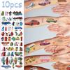 10sheets City Cars Helicopter Bullet Train Tattoo Stickers For Face Body Temporary Waterproof Tattoo Stickers DIY Creative Gifts