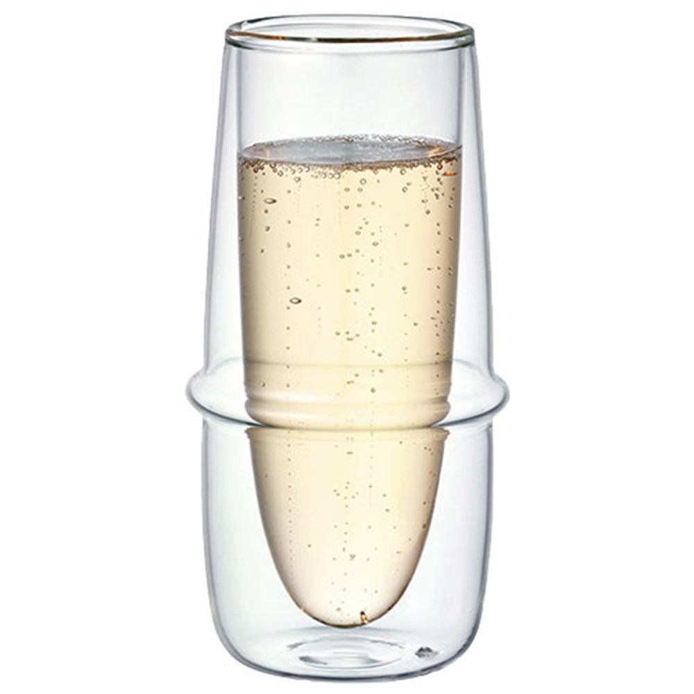 [Set of 2] KINTO Double-Wall KRONOS Champagne Glasses, Temperature-Maintaining, Condensation-Resistant, Up to 160ml