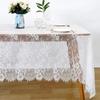 White Lace Floral Tablecloth Vintage Round Wedding Reception Table Cover Rustic Farmhouse Bridal Shower Party Home Dining Decor