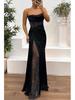 European-American Satin Tube Party Dress: Casual Ins-Inspired Patchwork Fashion