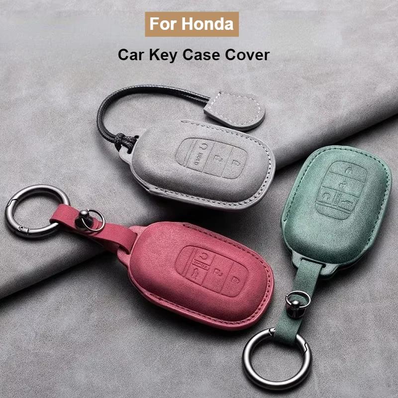 4 Buttons Car Remote Key Case Cover for Honda HR-V CR-V CRV Civic Accord 2021 2022 2023 Leather Car Key Shell Fob Keychain
