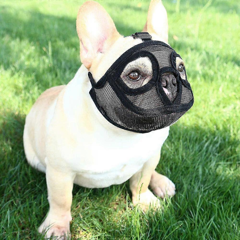 S Blackshort Snout Dog Muzzle Bulldog Muzzle, Stop Dog For Biting Barking Chewing, Adjustableshort Mouth Dog Anti-bite Anti-eating Mask Pet Supplies