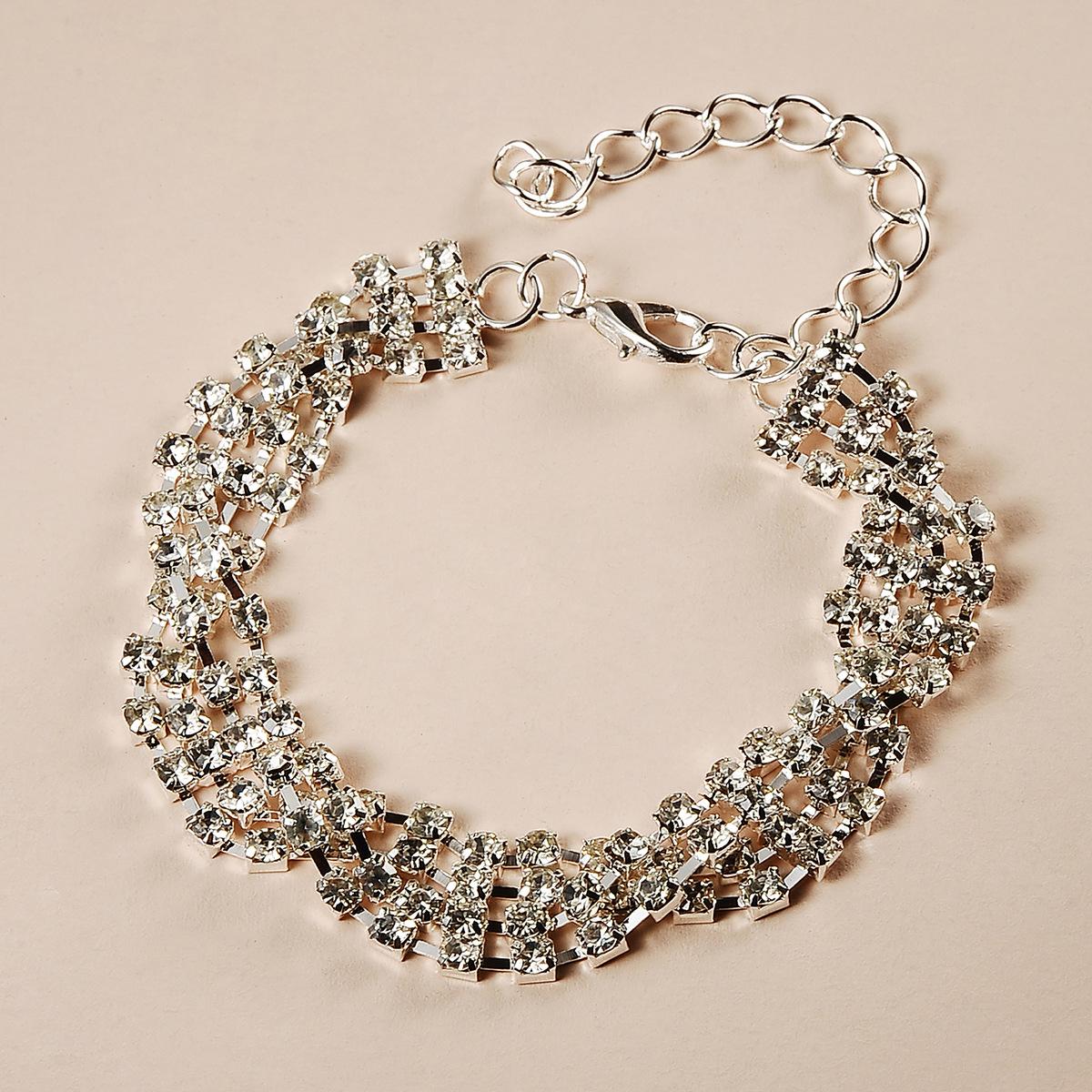 European-American Style Cross Claw Rhinestone Chain Bracelet Alloy