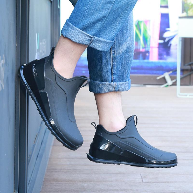 Water Shoes Men's Short Tube Low-top Fashion Rain Shoes Rain Boots Light Mouth Non-slip Rubber Shoes Outdoor Water Boots Trend