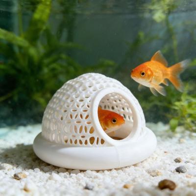 Zwemmende Betta Vis Schuilplaats en Garnalen Grot 3D Geprint Aquarium Hangmat Kleine Voedingsring Rustplek voor Vissenkom Decoratie