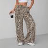 Leopard Print Women's Straight-Leg Pants, Fashionable and Versatile Wide-Leg Long Trousers Trendy Streetwear Wide-Leg Pants for Women