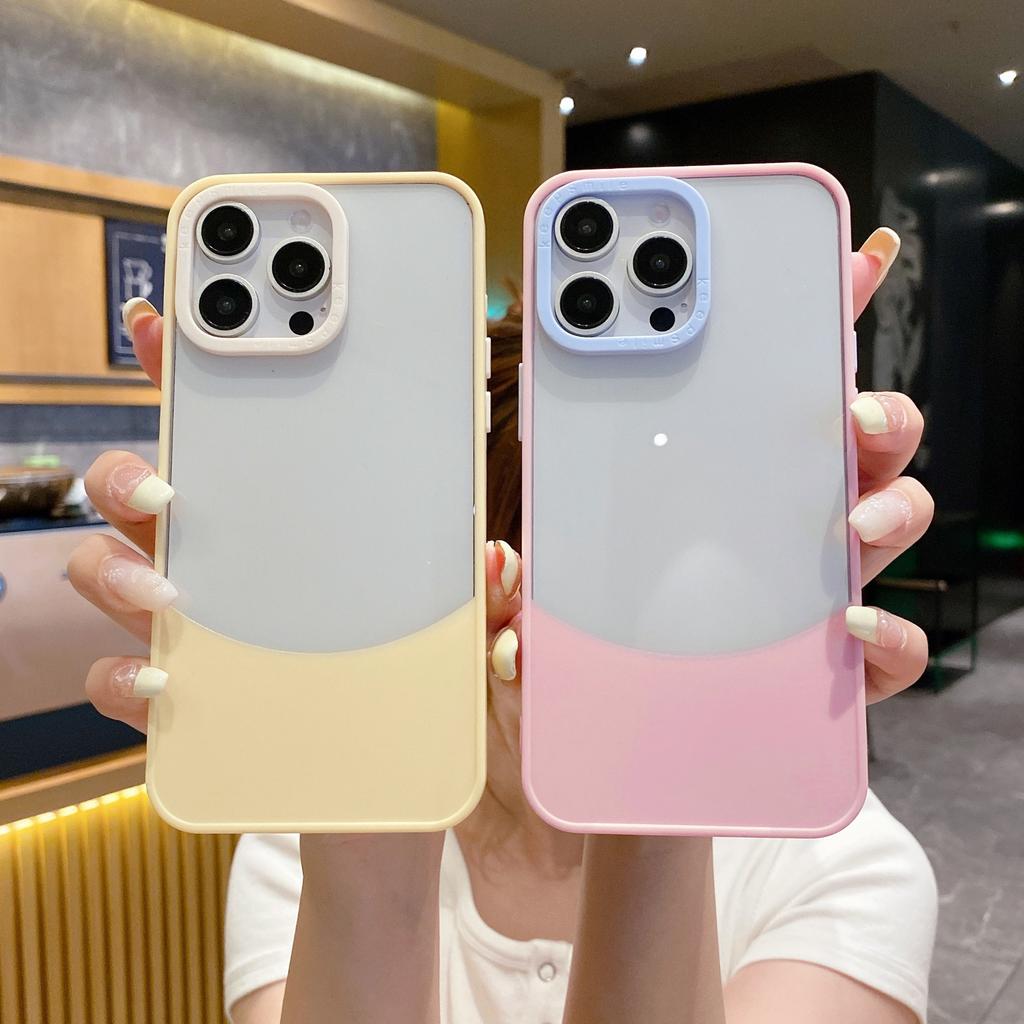 Applicable To Apple 16promax Candy Contrasting Color Splicing Mobile Phone Case IPhone 15 Large Hole Acrylic Anti-fall Hard Shell