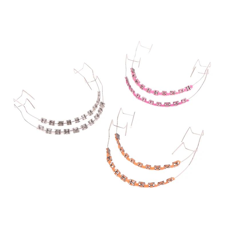1Pair Fake Braces Colorful Brackets For Teeth Temporary Metal Wires Metal Bracket Orthodontic Ligature Ties Dental