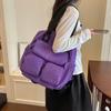Color Contrast Backpack Women's Large Capacity Commuter Handbag Multi-Functional Plaid Tote Bag