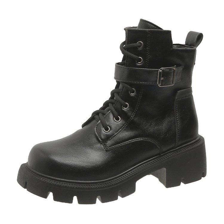 Martin Boots New Autumn and Winter British Wind Locomotive Boots Thick-soled Belt Buckle Retro Short Boots Large Size