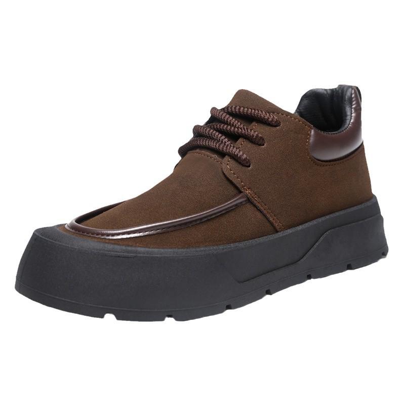 Men's Winter 2024 Retro British Style Thick-Soled Casual Sneakers with Velvet Lining for Teens
