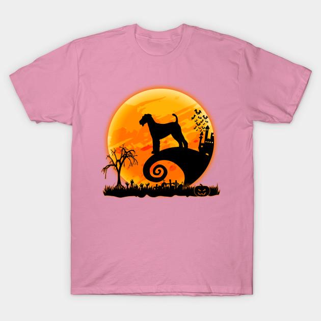 T Shirt Women Airedale Terrier Dog And Moon Funny Halloween Harajuku Print Kawaii Tshirt Summer Short Sleeve Female T-Shirt Top Tee