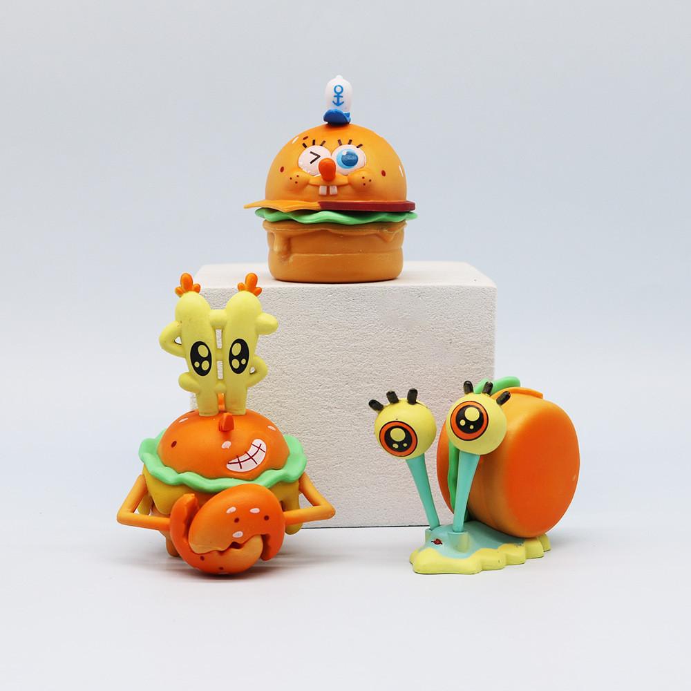 Pvc Handcrafted Spongebob Burger Series Figures Sets For Kids Collectors And