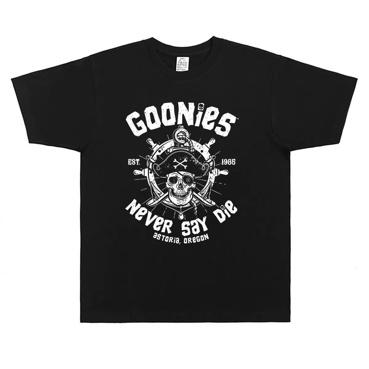 Classic Movie The Goonies Never Say Die Skeleton Graphic T Shirts Men Women Clothing Gothic Rock Gothic Cotton Oversized T-shirts 4XL