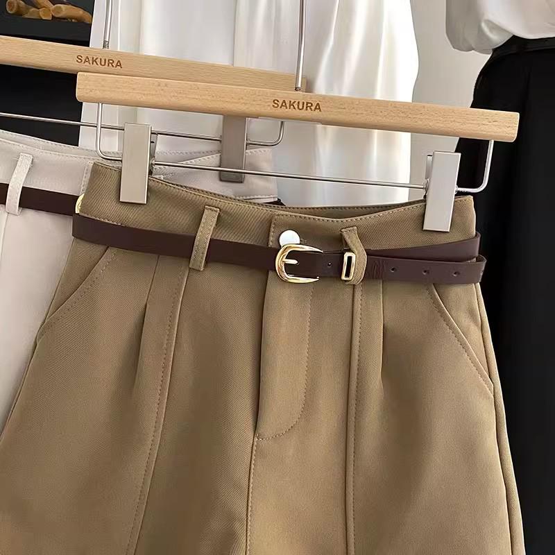 2025 Summer Korean Style Retro High-Waist A-Line Wide-Leg Women's Casual Shorts