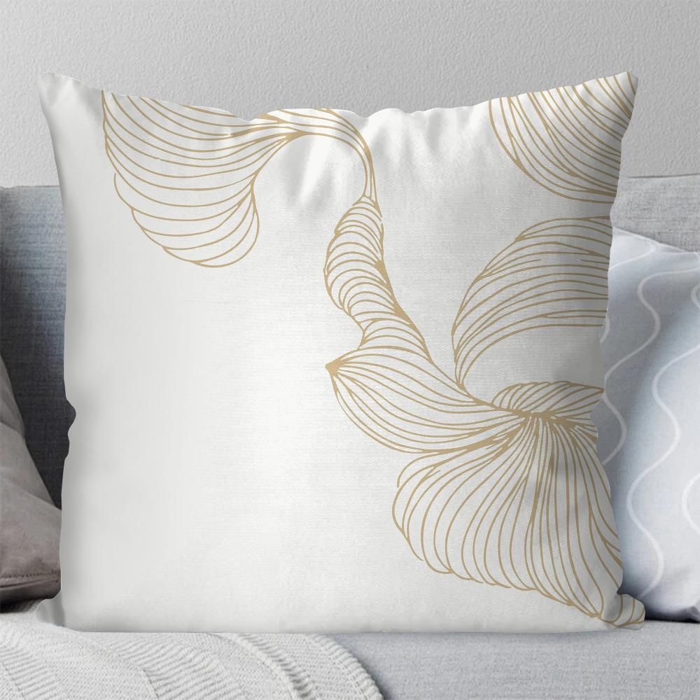 1 Stück Goldblatt Ginkgoblätter Kissenbezug Quadratisches Kissen Schlafzimmer Sofa Freizeit Komfortkissen Auto Wohnzimmer Heimdekoration 40X40