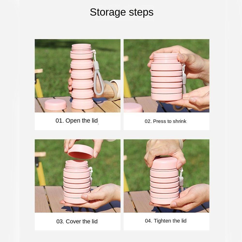 Retractable Folding Silicone Water Bottle Leak Proof Foldable Drinking Cup Outdoor Travel