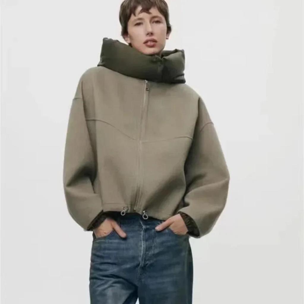 Giacca da Donna Casual con Cappuccio e Zip Calda Larga Bottoni Manica Lunga Cappotti da Donna per Pendolarismo Streetwear