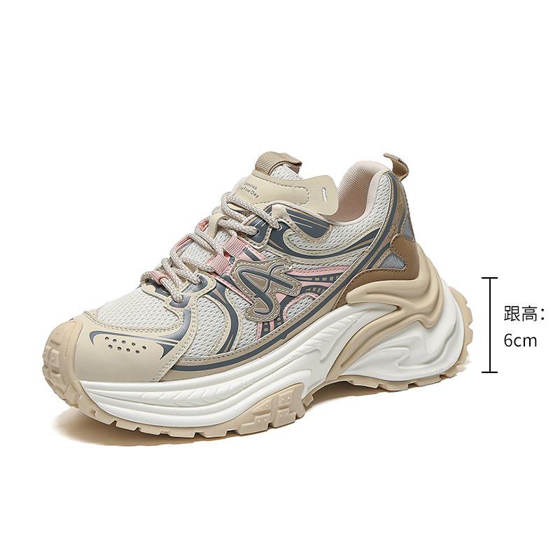 Customized new color matching fashion mesh platform dad shoes women's breathable and comfortable sports shoes small height-increasing shoes women