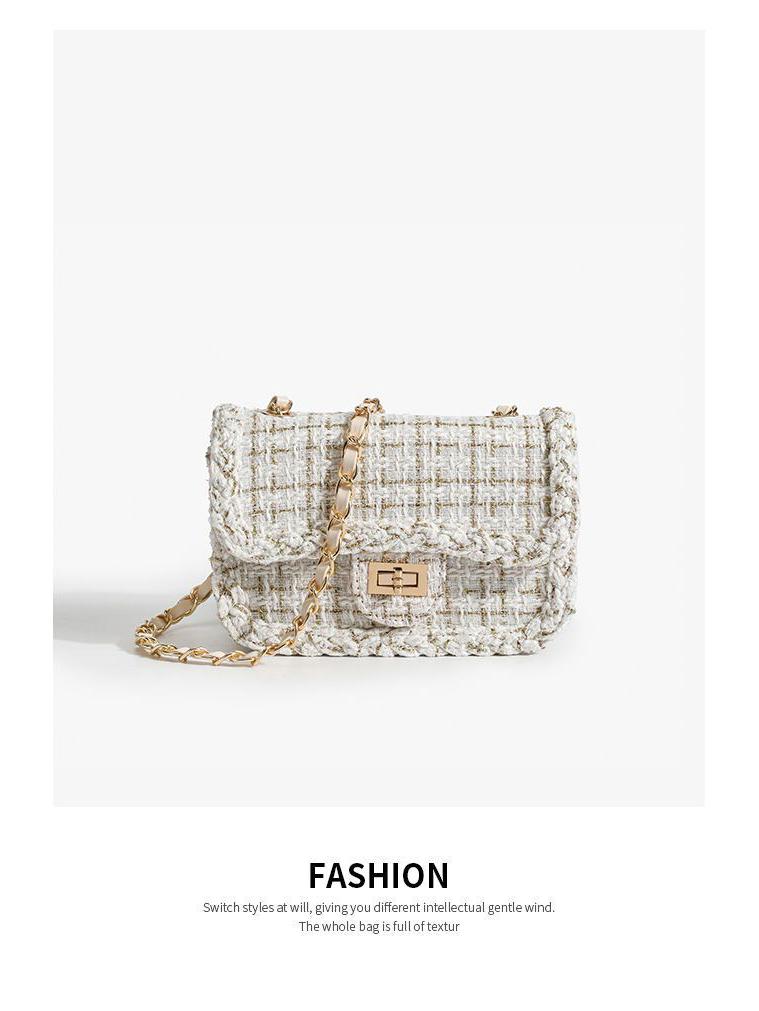 2024 A/W Women's Tweed Chain Underarm Shoulder Bag - High-End Small Square Crossbody
