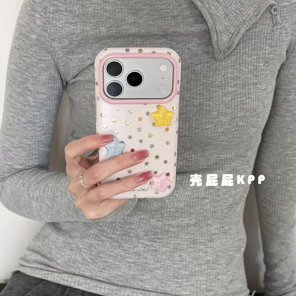 Color three-dimensional cute stars ins15 for iPhone17promax Apple 16pro mobile phone case 15pro
