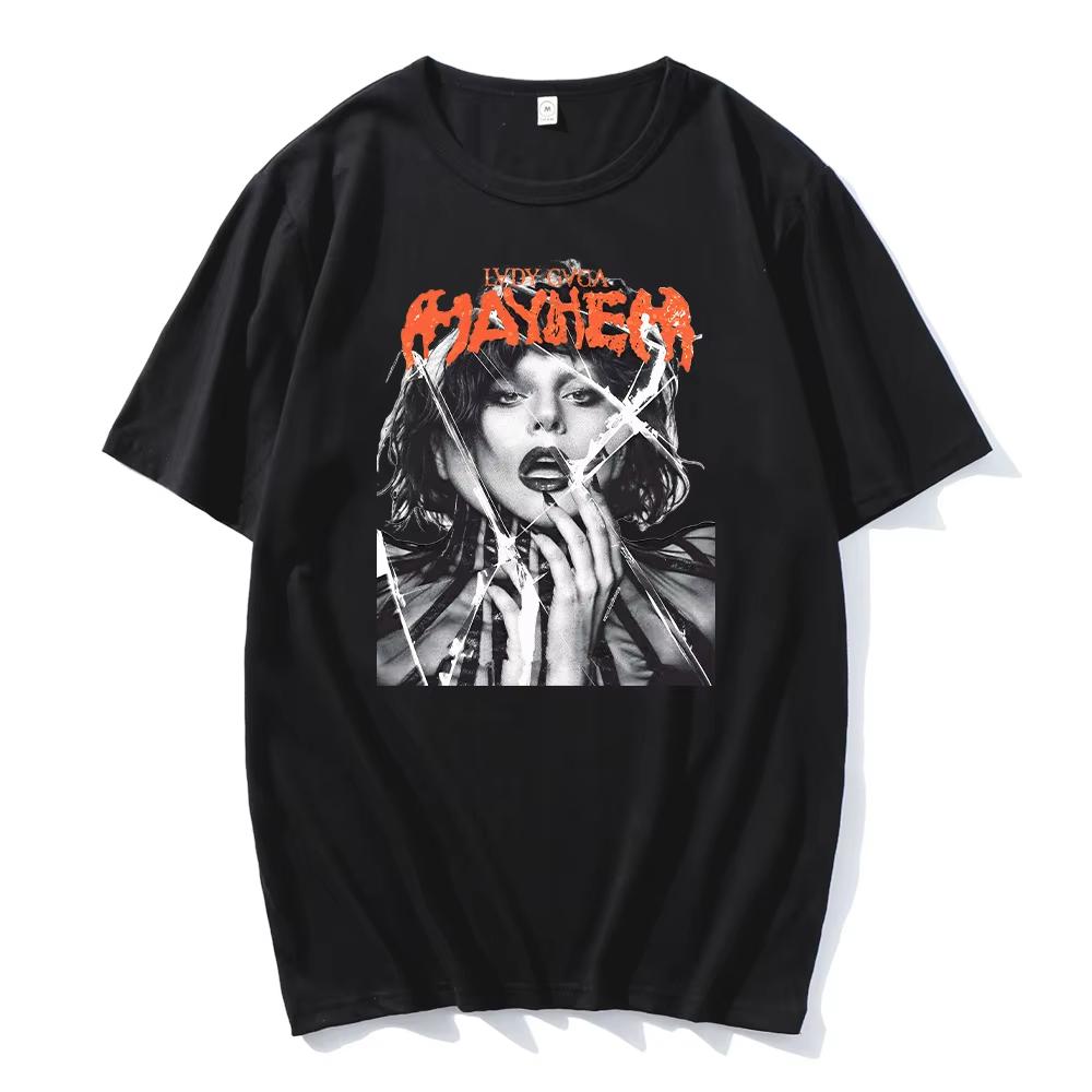 

2026 New Lady Gaga Mayhem TShirts Unisex High Quality Hip Hop Cotton Tees Shirts Fashion Men Aesthetic Retro Clothing tshirt S