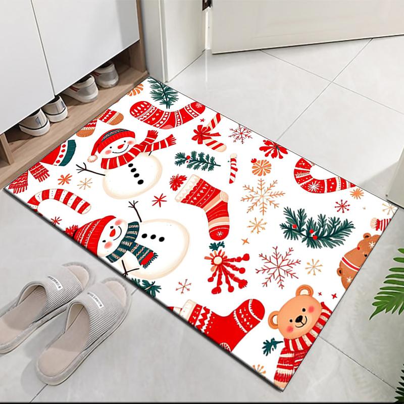 Christmas Printed Carpet, for Office Chair Living Room Bedroom Kitchen Room Decor Gifts.