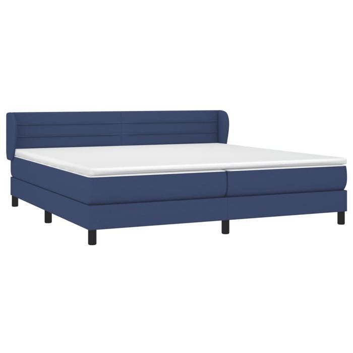 3126355 vidaXL Lit à sommier tapissier avec matelas Bleu 200x200 cm Tissu