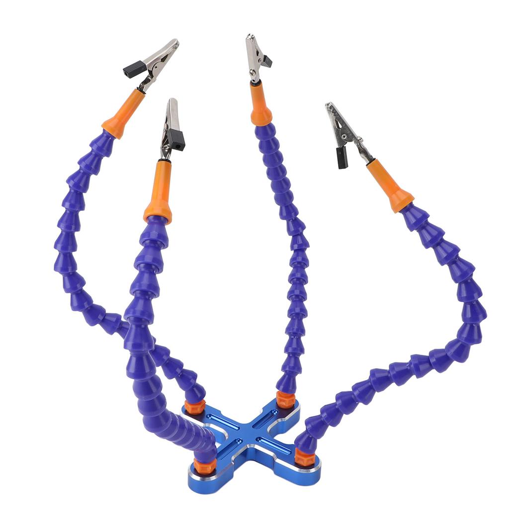 Soldering Helping Hands 4 Flexible Arms Aluminum Alloy Base Third Hand Tools with 4pcs Clips for Assembly Repair Modeling Jewelry Making