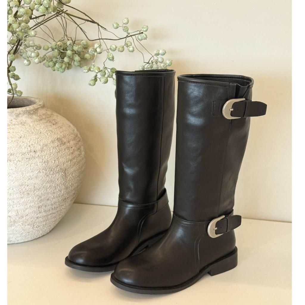 Korean Version of Fashion Boots Suede But Knee High Boots Women's 2025 Autumn New Suede Low Thick Heel Martin Boots