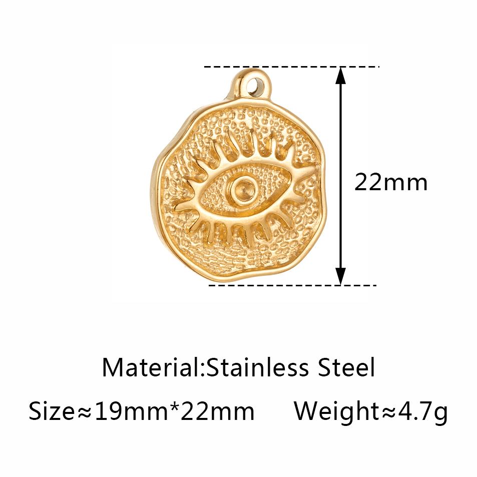 3 Stück Edelstahl Goldfarben Beschichtet Strassstein Blaues Böses Auge Anhänger Halskette Armband Ohrring DIY Schmuckherstellung Zubehör