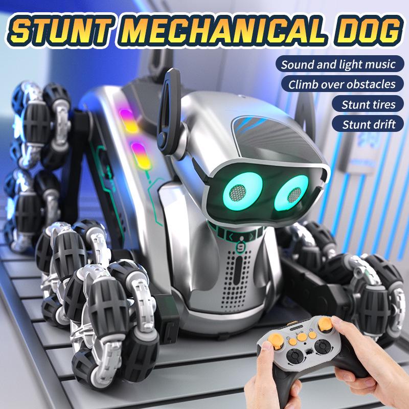 Kids' Remote Control Robot Dog Toy: Intelligent Electric Stunt Car with Eight Wheels