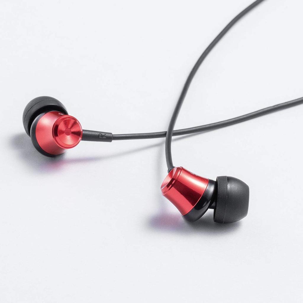 Radius iPhone Lightning type earphones with remote control and HP-NEL11 Earphones connection, in-ear microphone, HP-NEL11R (Red)