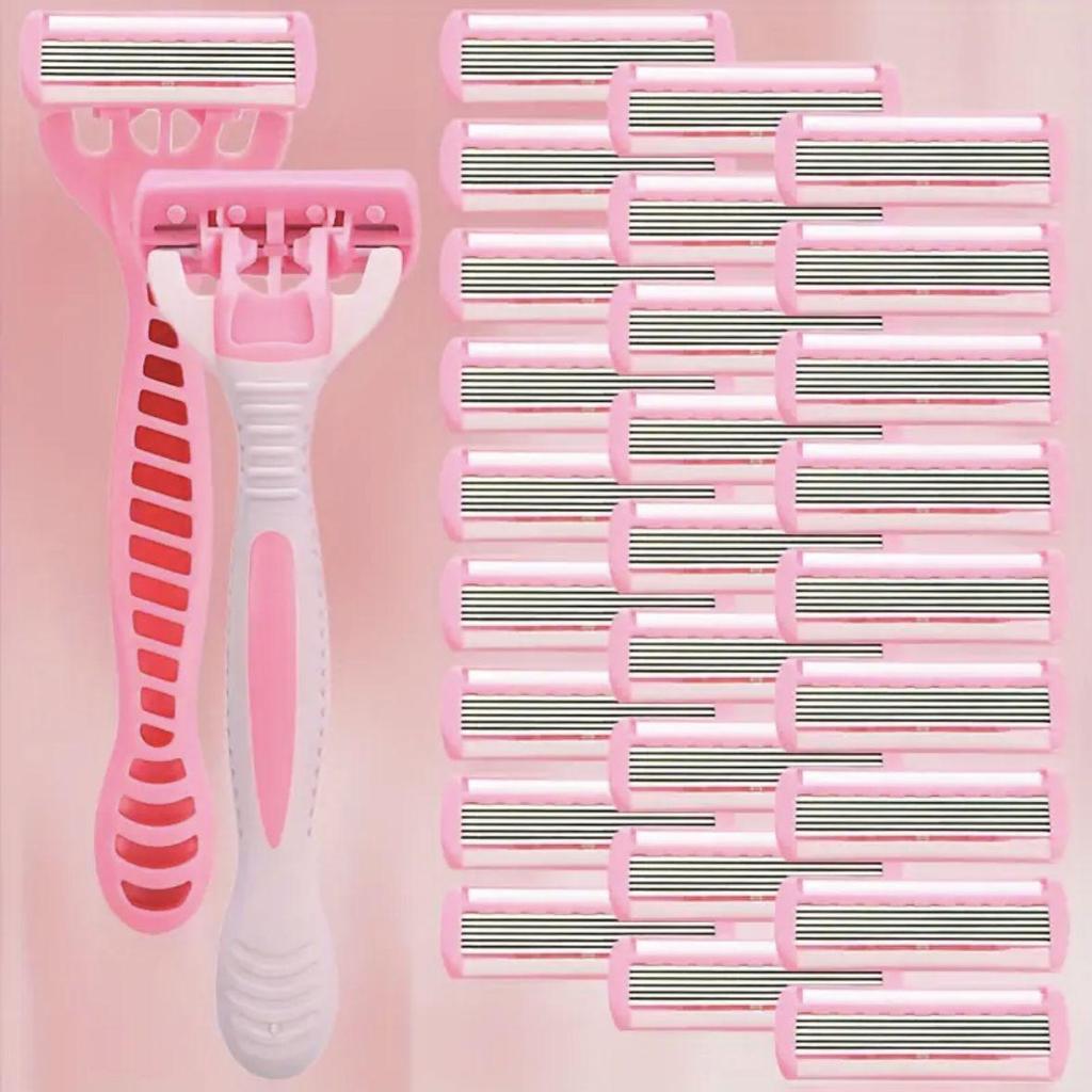 6-Layer Stainless Steel Blades Ladies Razor with Non-Slip Handle